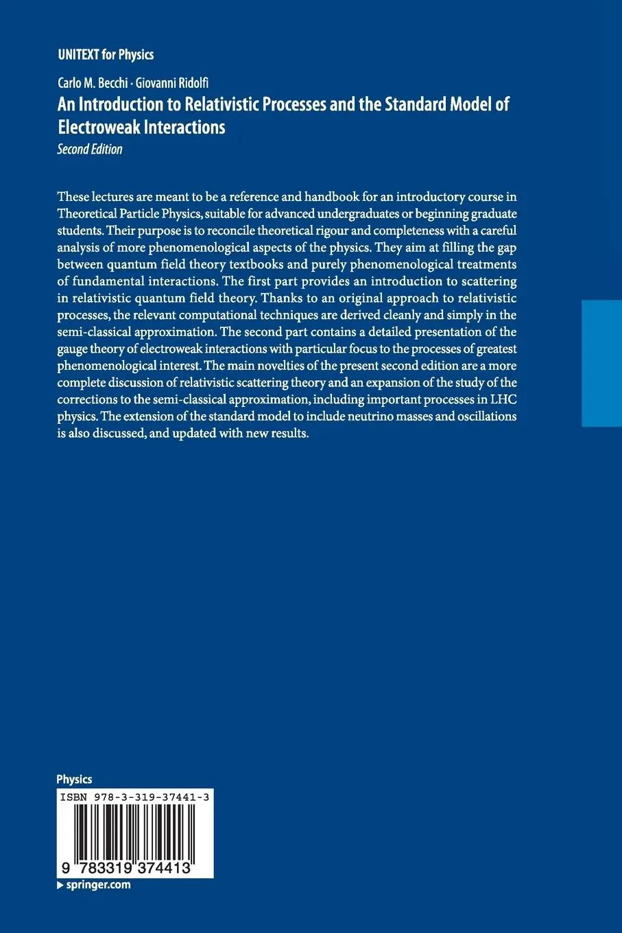 Rückseite: 9783319374413 | An Introduction to Relativistic Processes and the Standard Model of...