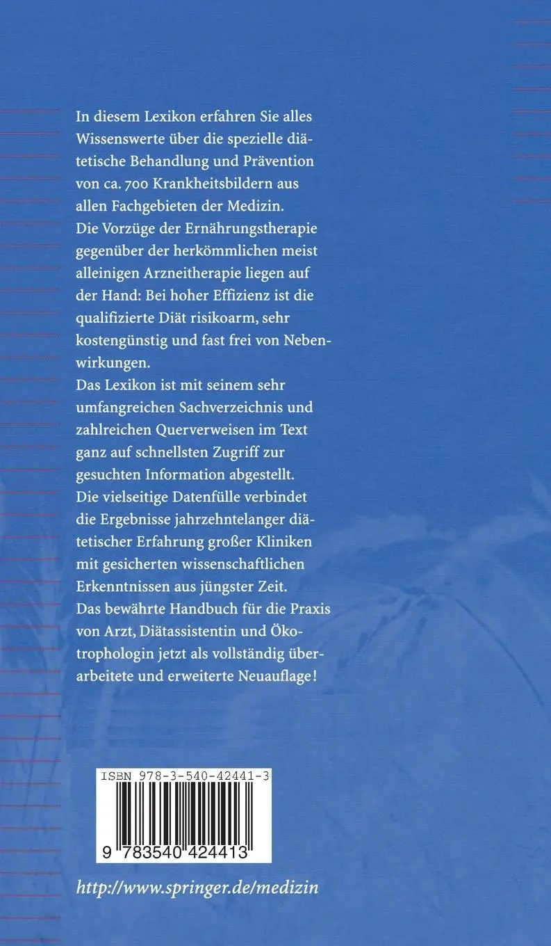 Rückseite: 9783540424413 | Lexikon Diätetische Indikationen | Maria Wigand (u. a.) | Buch | xvi