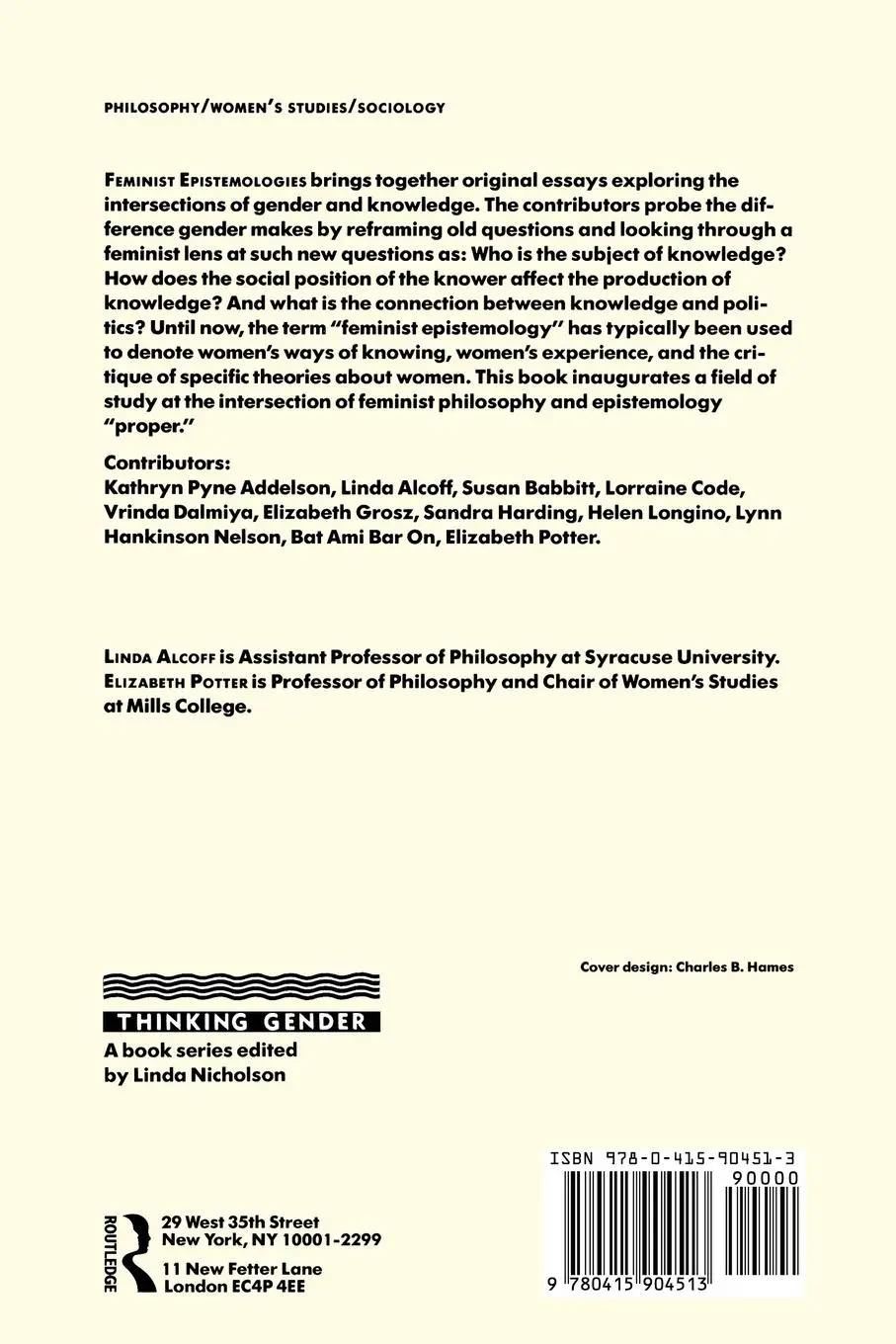 Rückseite: 9780415904513 | Feminist Epistemologies | Linda Alcoff (u. a.) | Taschenbuch | 1992