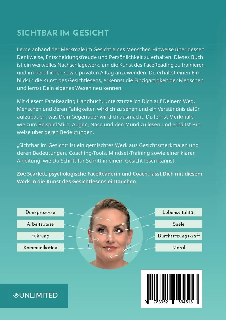 Rückseite: 9783952594513 | Sichtbar im Gesicht | Das FaceReading Handbuch | Zoe Scarlett | Buch
