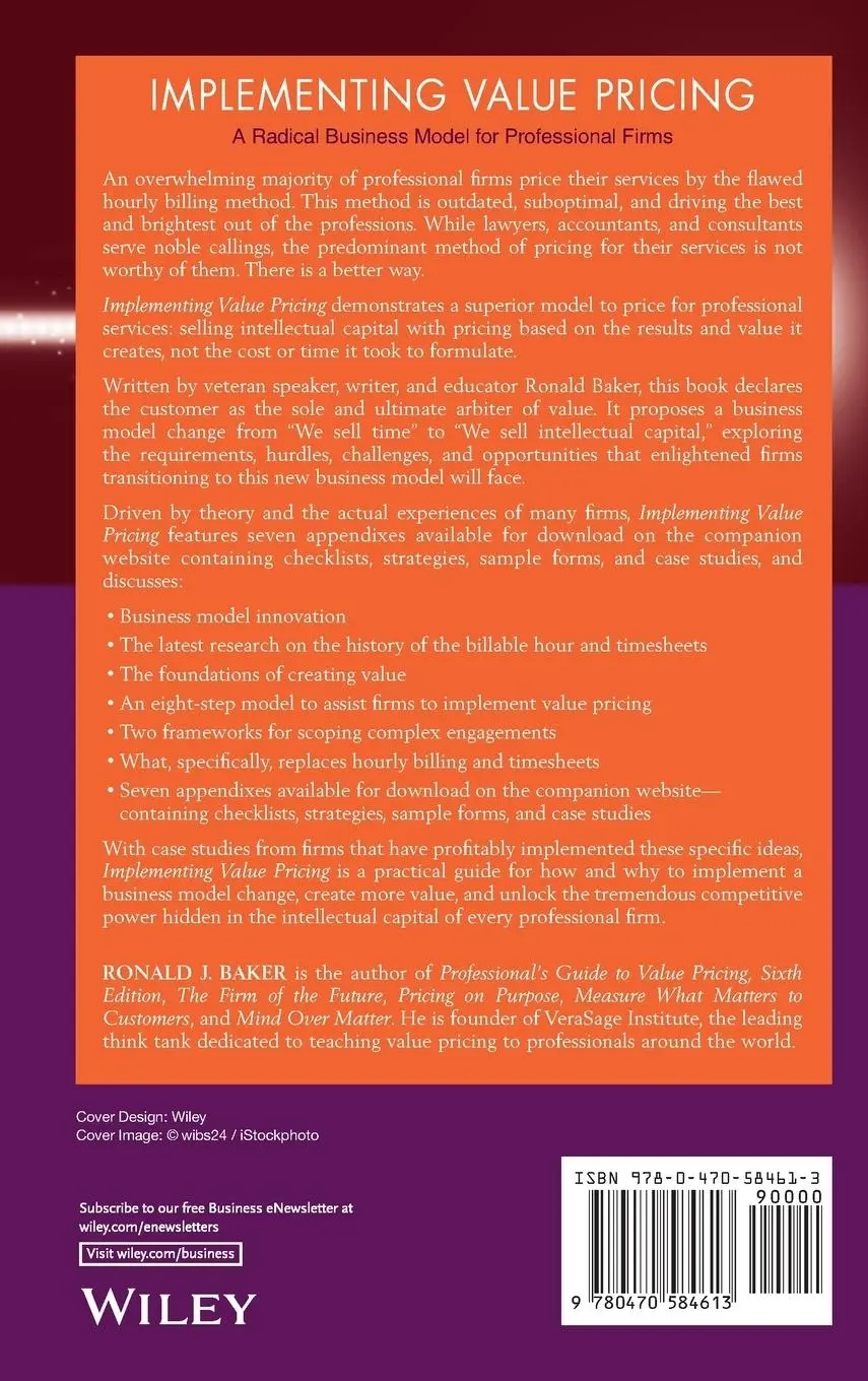 Rückseite: 9780470584613 | Implementing Value Pricing | Ronald J Baker | Buch | 400 S. | Englisch