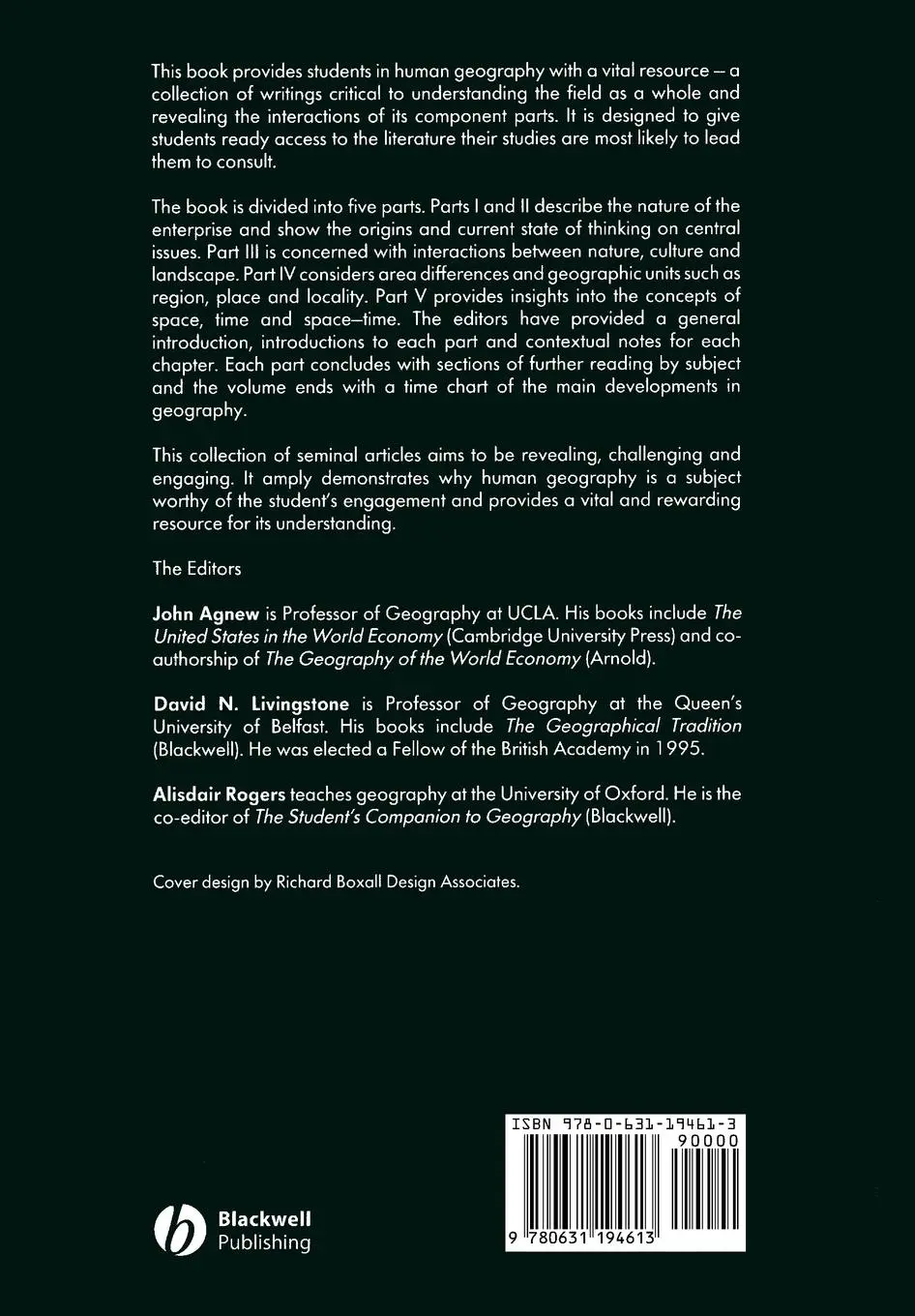 Rückseite: 9780631194613 | Human Geography | An Essential Anthology | Agnew (u. a.) | Taschenbuch