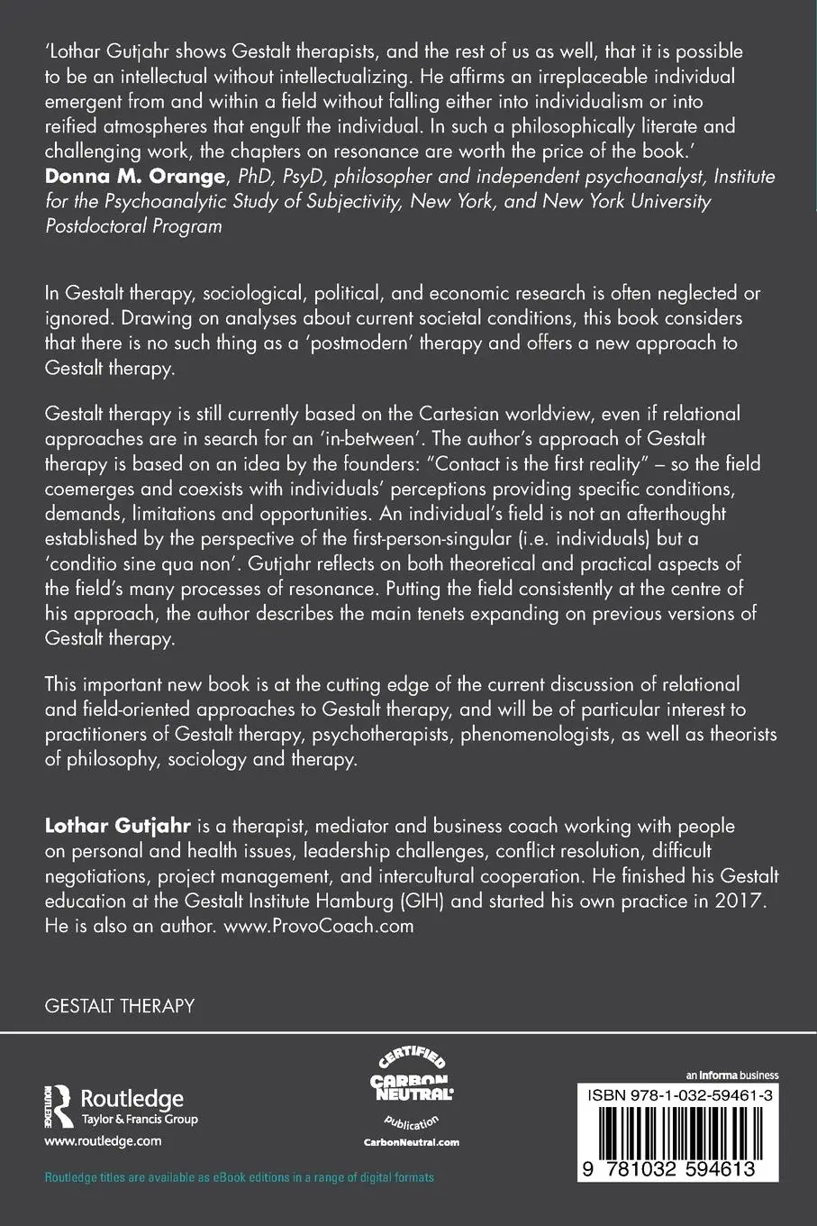 Rückseite: 9781032594613 | A Field-Centred Approach to Gestalt Therapy | Lothar Gutjahr | Buch