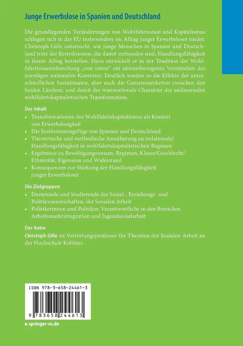 Rückseite: 9783658244613 | Junge Erwerbslose in Spanien und Deutschland | Christoph Gille | Buch