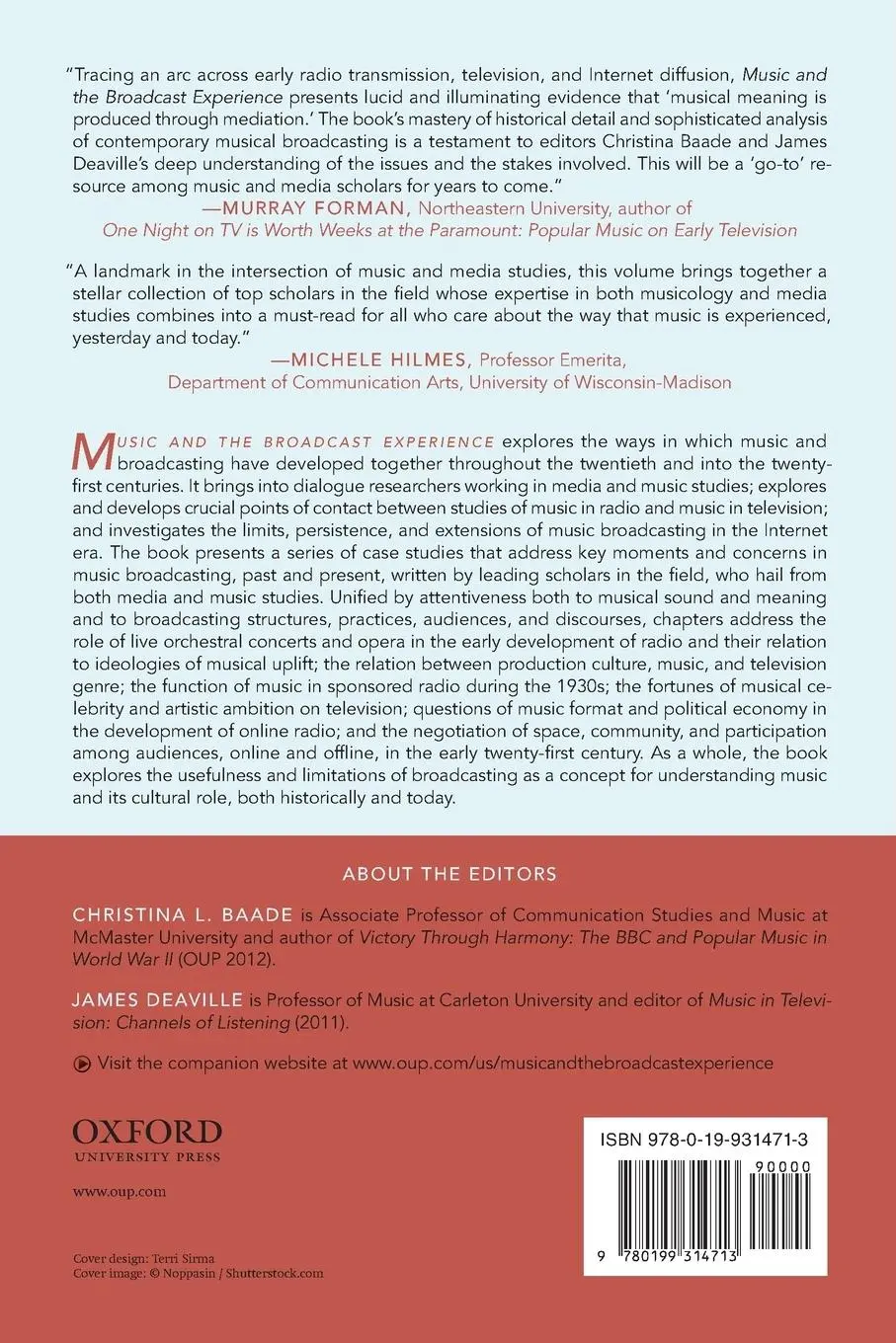 Rückseite: 9780199314713 | Music and the Broadcast Experience | Christina Baade (u. a.) | Buch