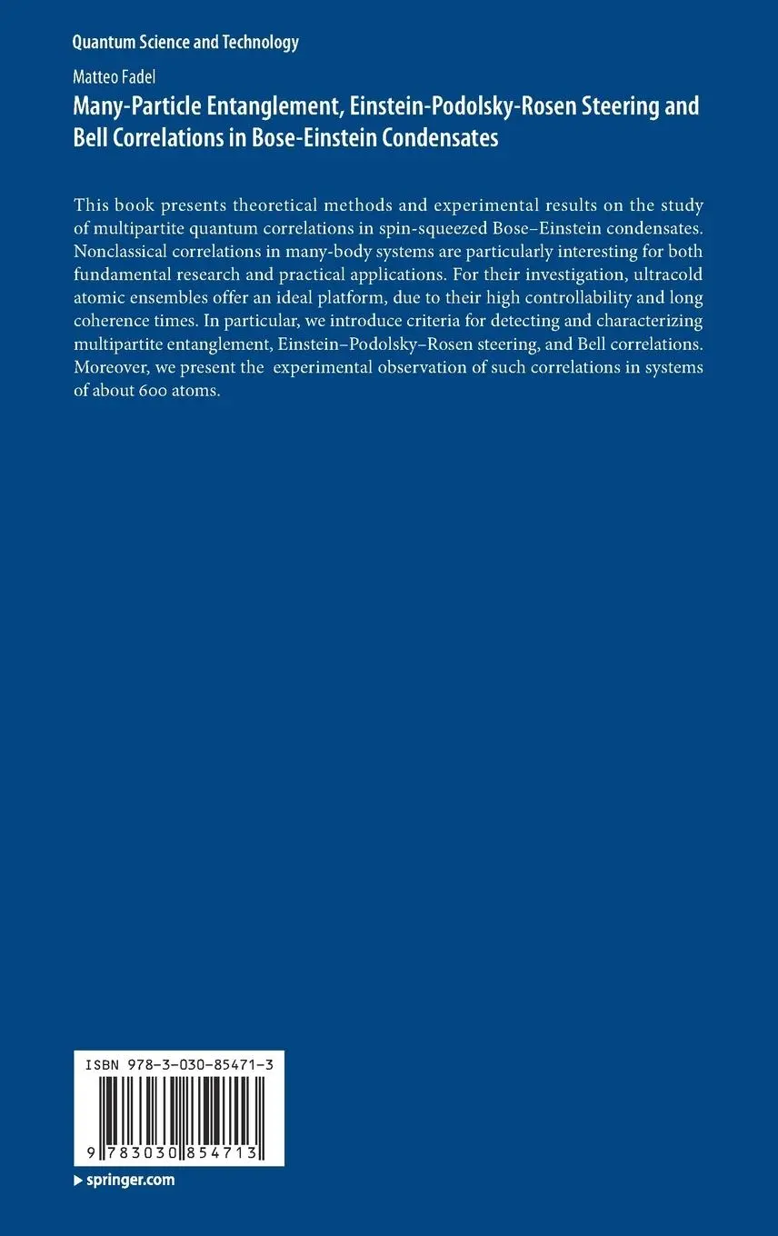 Rückseite: 9783030854713 | Many-Particle Entanglement, Einstein-Podolsky-Rosen Steering and...