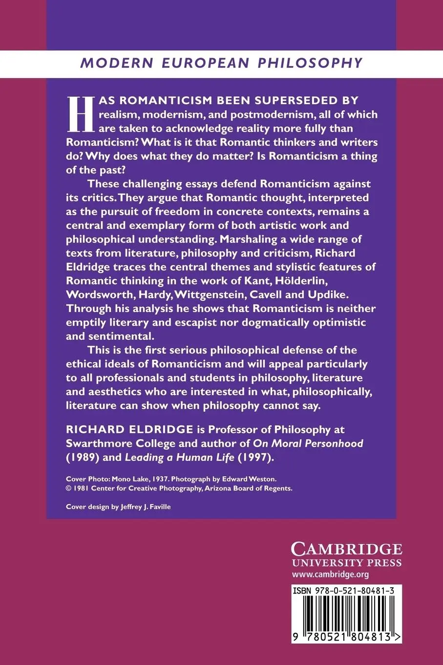 Rückseite: 9780521804813 | The Persistence of Romanticism | Essays in Philosophy and Literature