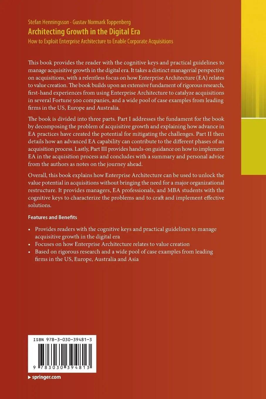 Rückseite: 9783030394813 | Architecting Growth in the Digital Era | Toppenberg (u. a.) | Buch