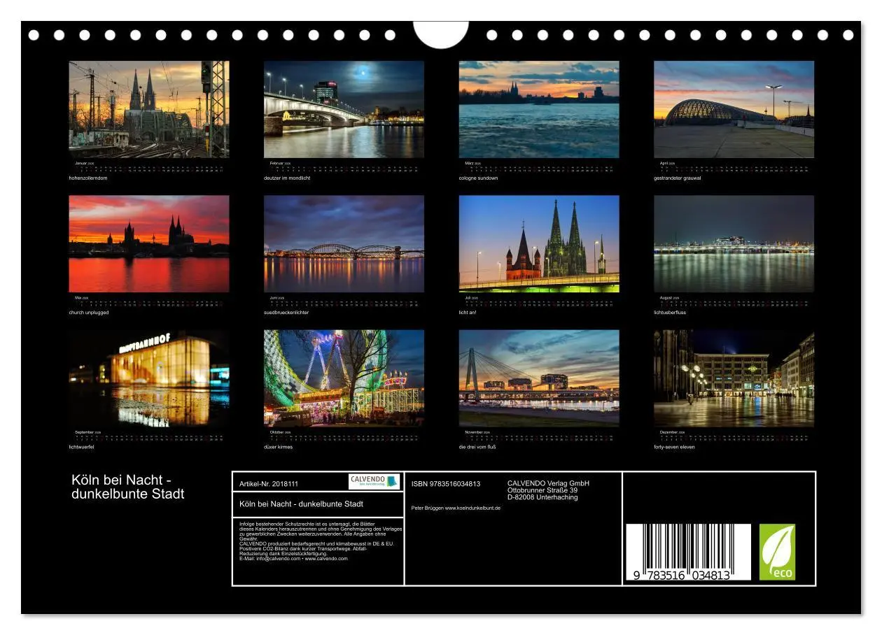 Bild: 9783516034813 | Köln bei Nacht - dunkelbunte Stadt (Wandkalender 2026 DIN A4 quer),...