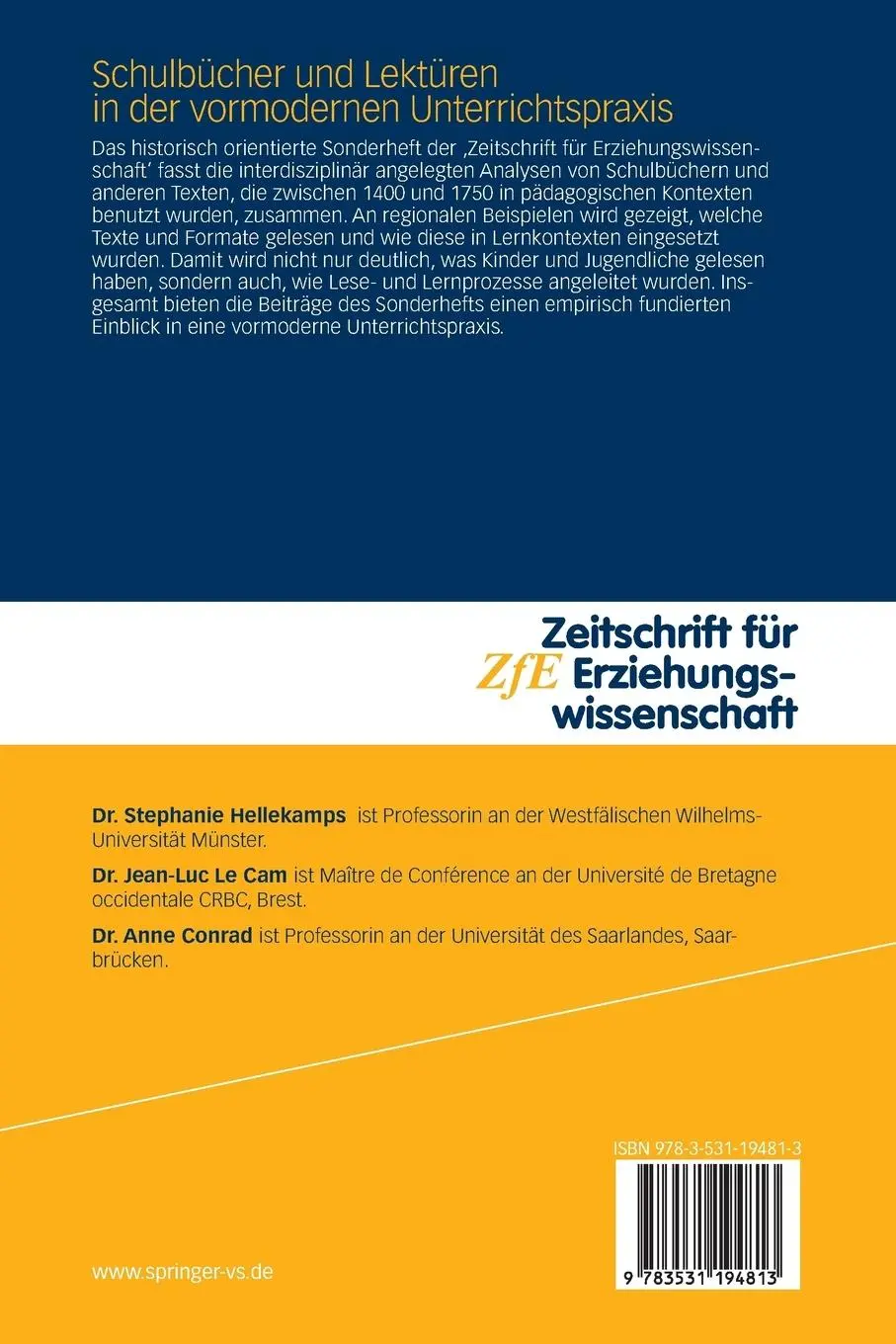Rückseite: 9783531194813 | Schulbücher und Lektüren in der vormodernen Unterrichtspraxis | Buch