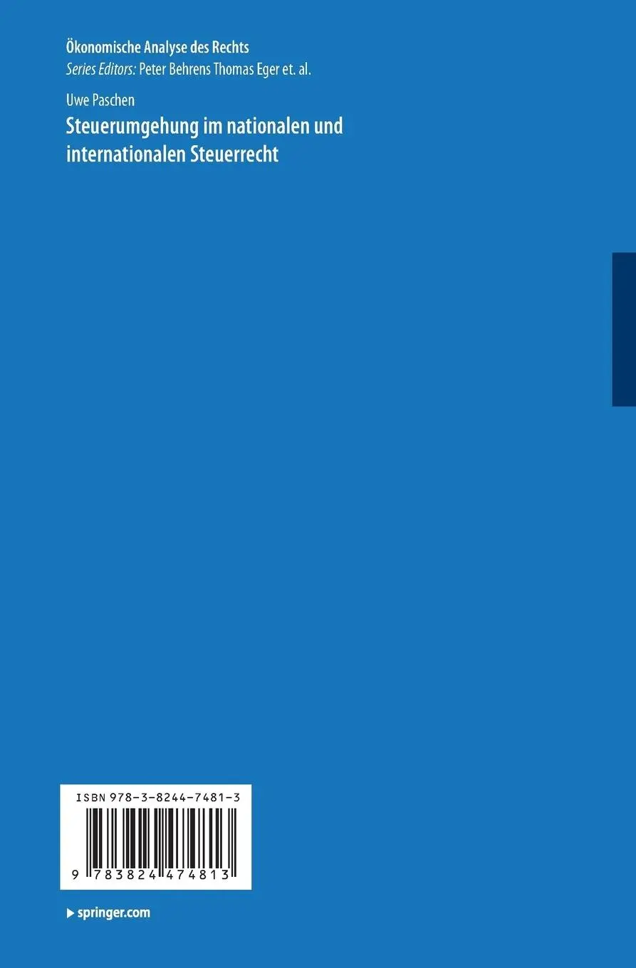 Rückseite: 9783824474813 | Steuerumgehung im nationalen und internationalen Steuerrecht | Paschen