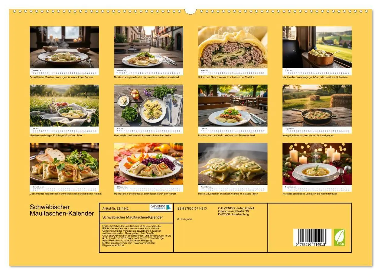 Bild: 9783516714913 | Schwäbischer Maultaschen-Kalender (hochwertiger Premium...