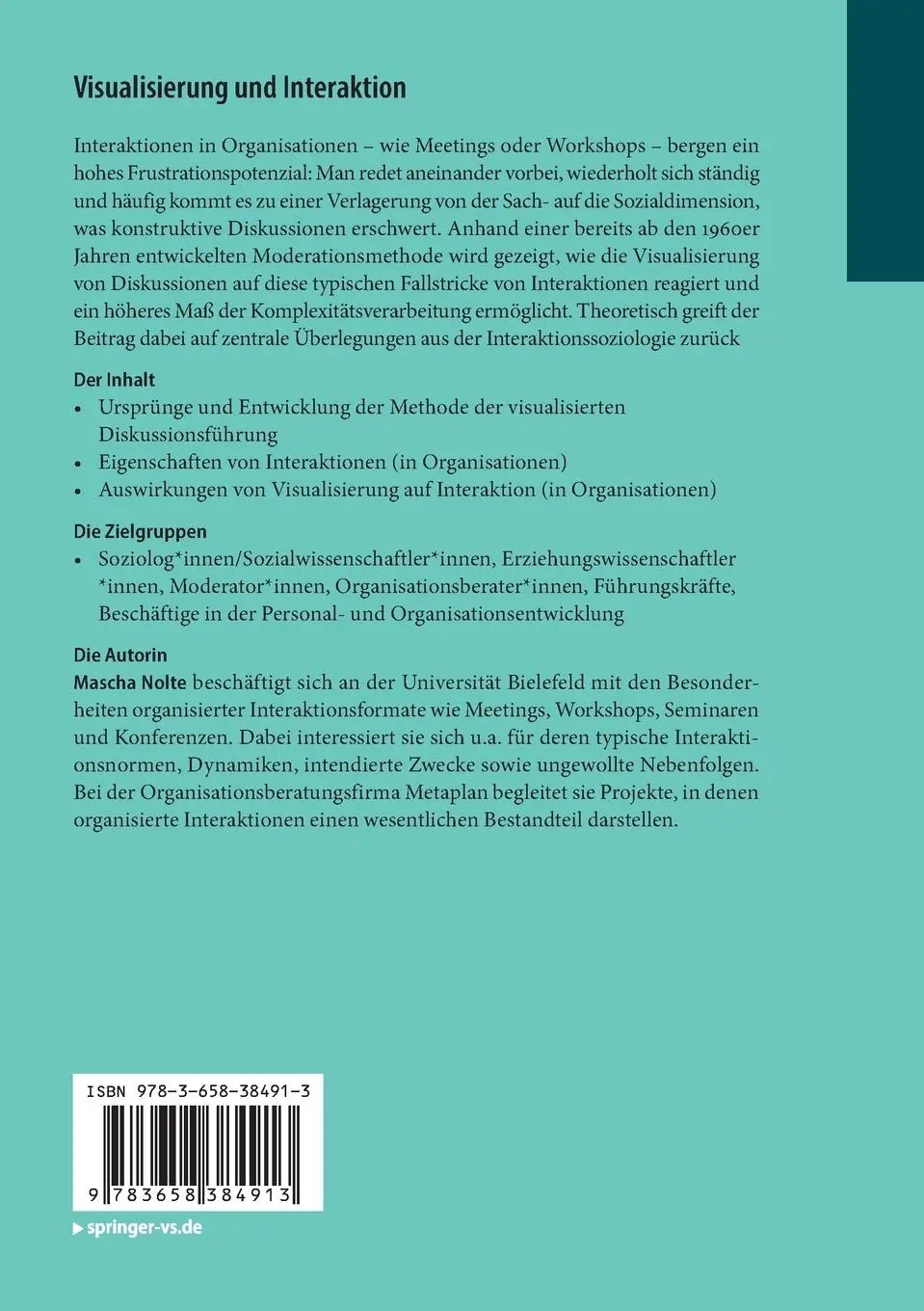 Rückseite: 9783658384913 | Visualisierung und Interaktion | Mascha Nolte | Taschenbuch | vii