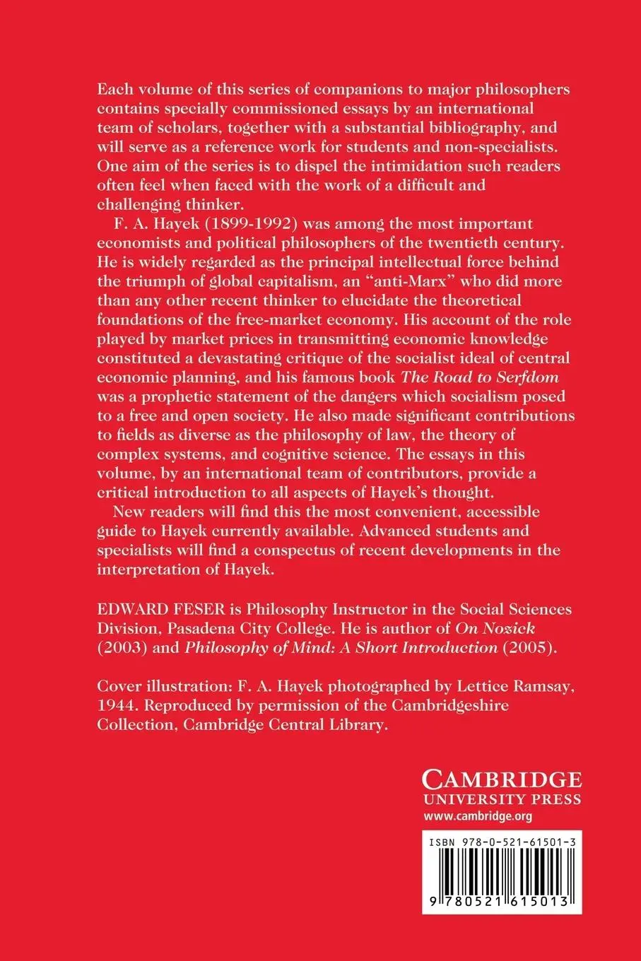 Rückseite: 9780521615013 | The Cambridge Companion to Hayek | Edward Feser | Taschenbuch | 2014