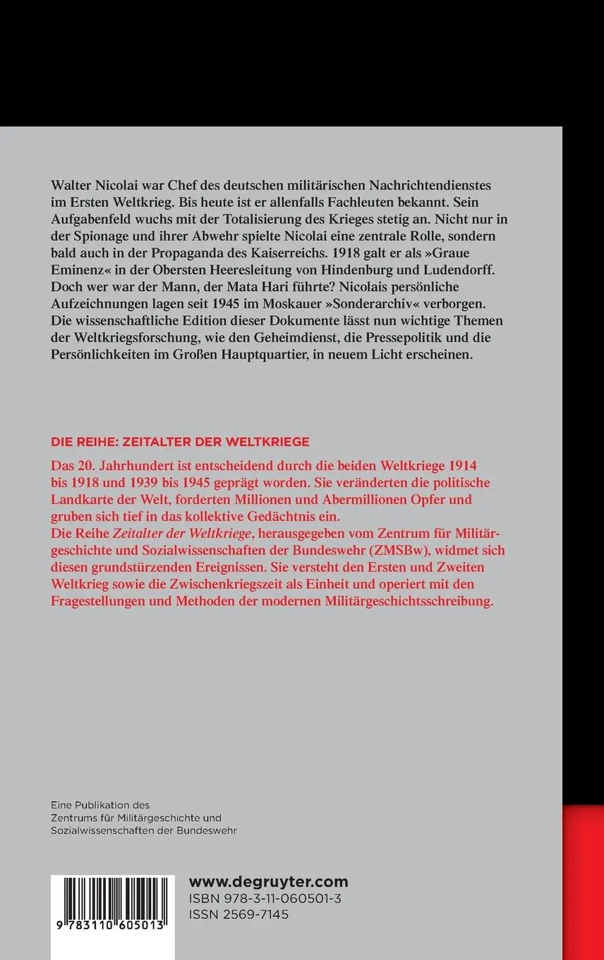 Rückseite: 9783110605013 | Geheimdienst und Propaganda im Ersten Weltkrieg | Epkenhans (u. a.)