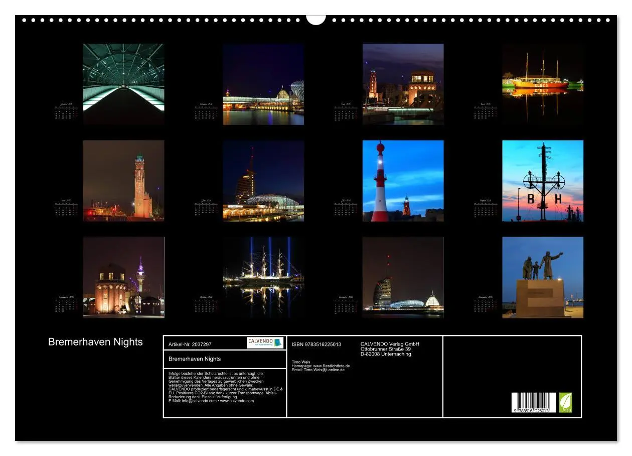 Bild: 9783516225013 | Bremerhaven Nights (Wandkalender 2026 DIN A2 quer), CALVENDO...