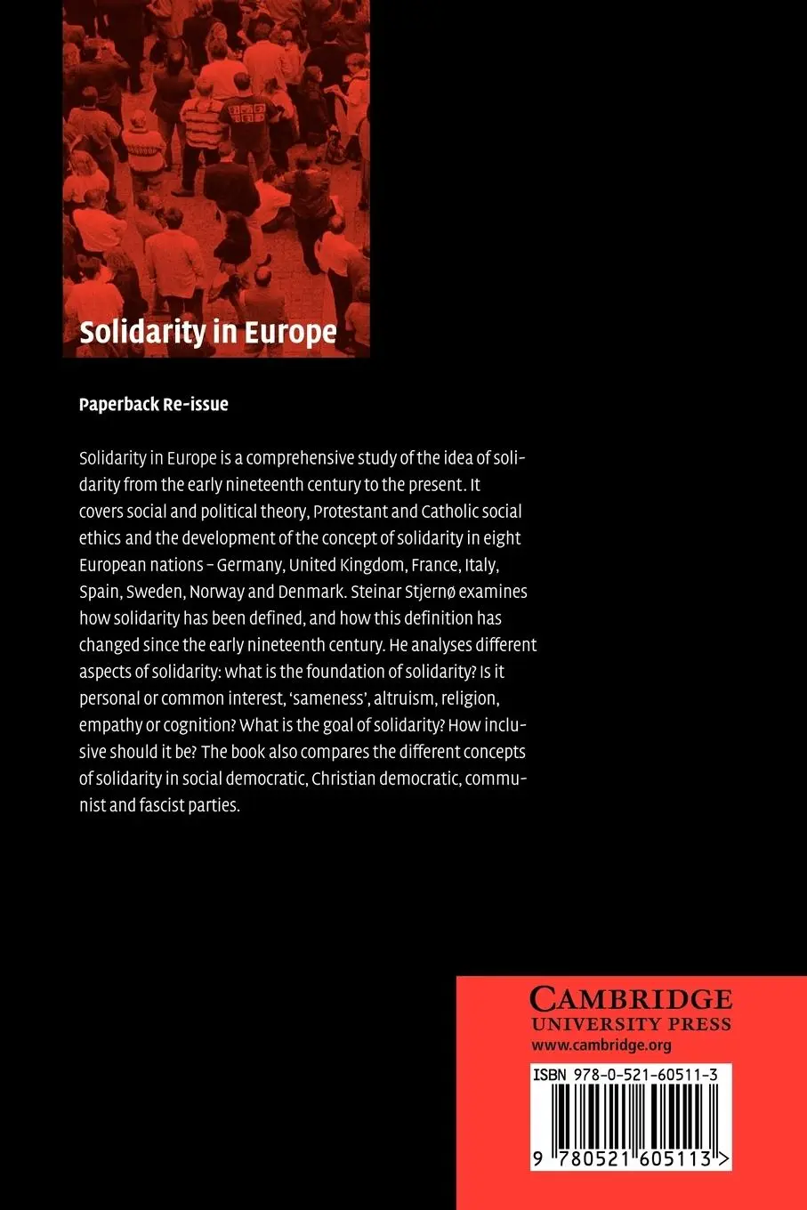 Rückseite: 9780521605113 | Solidarity in Europe | The History of an Idea | Stjerno (u. a.) | Buch