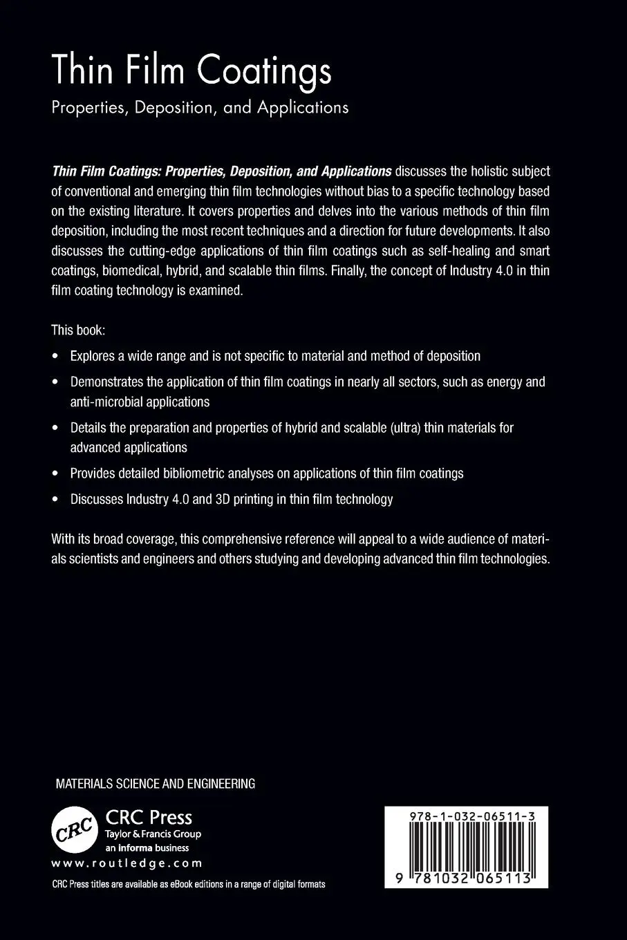 Rückseite: 9781032065113 | Thin Film Coatings | Properties, Deposition, and Applications | Buch