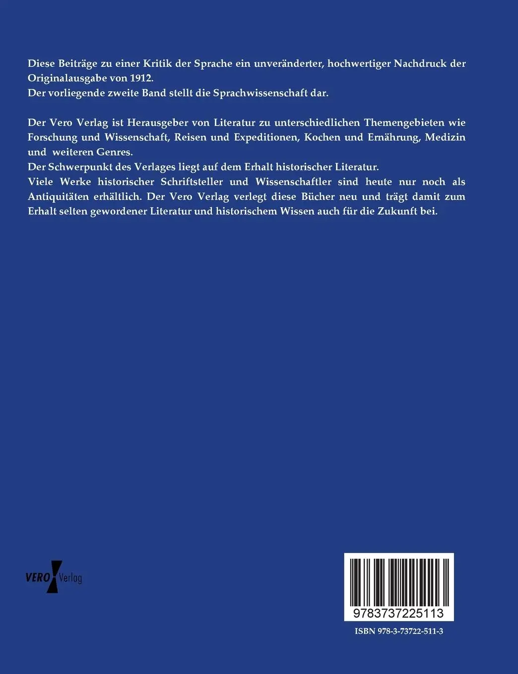 Rückseite: 9783737225113 | Beiträge zu einer Kritik der Sprache | Zweiter Band | Fritz Mauthner