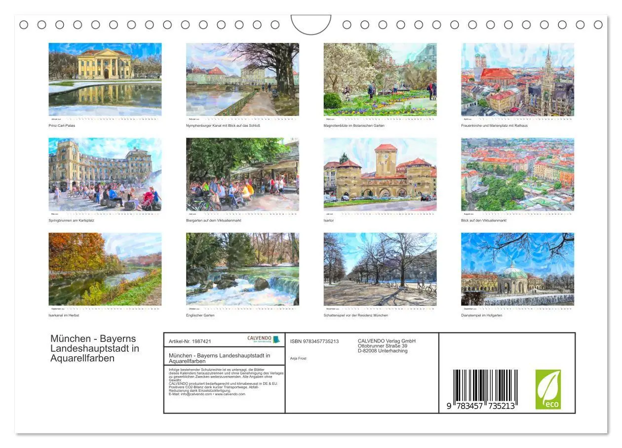 Bild: 9783457735213 | München - Bayerns Landeshauptstadt in Aquarellfarben (Wandkalender...