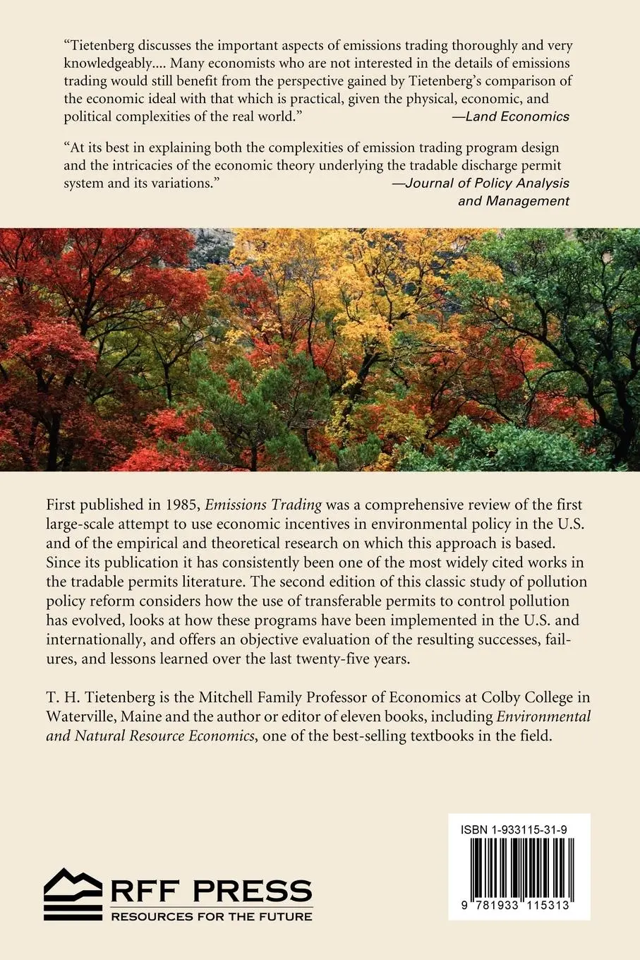 Rückseite: 9781933115313 | Emissions Trading | Principles and Practice | Thomas H. Tietenberg