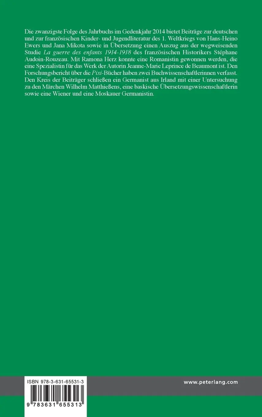 Rückseite: 9783631655313 | Kinder- und Jugendliteraturforschung 2013/2014 | Buch | Gebunden