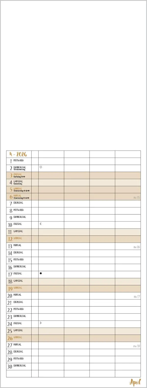 Bild: 9783731885313 | Foto-Malen-Basteln Familientimer gold 2026 | Verlag Korsch | Kalender