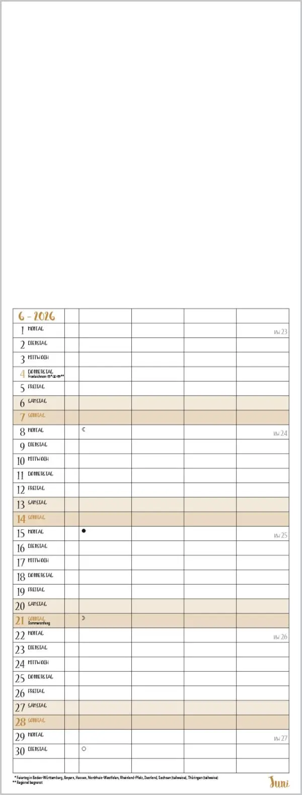 Bild: 9783731885313 | Foto-Malen-Basteln Familientimer gold 2026 | Verlag Korsch | Kalender