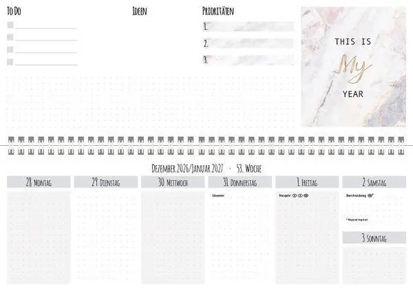 Bild: 9783819305313 | Tischquerkalender Marble 2027 | Korsch Verlag | Kalender | 128 S.