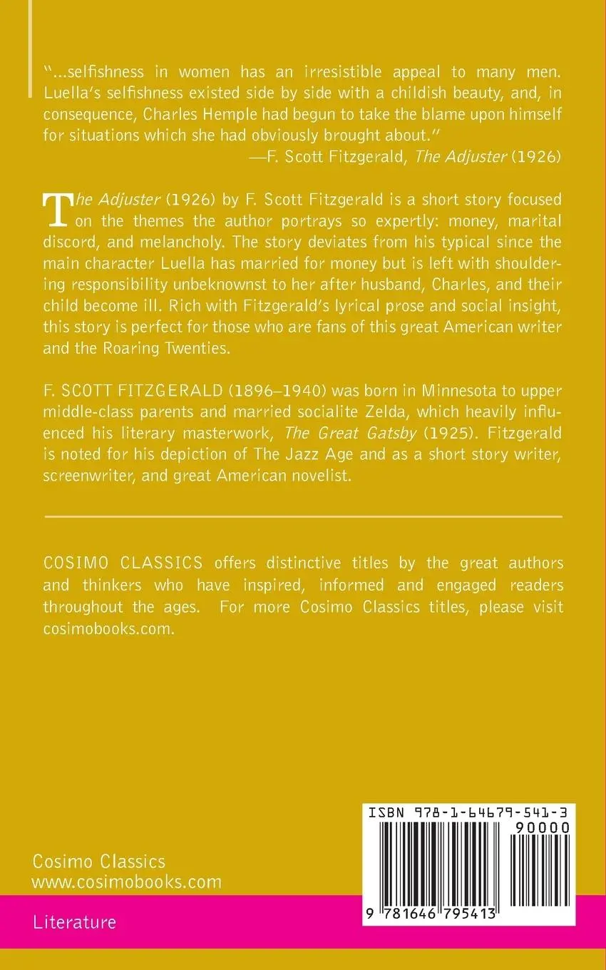 Rückseite: 9781646795413 | The Adjuster | F. Scott Fitzgerald | Taschenbuch | Englisch