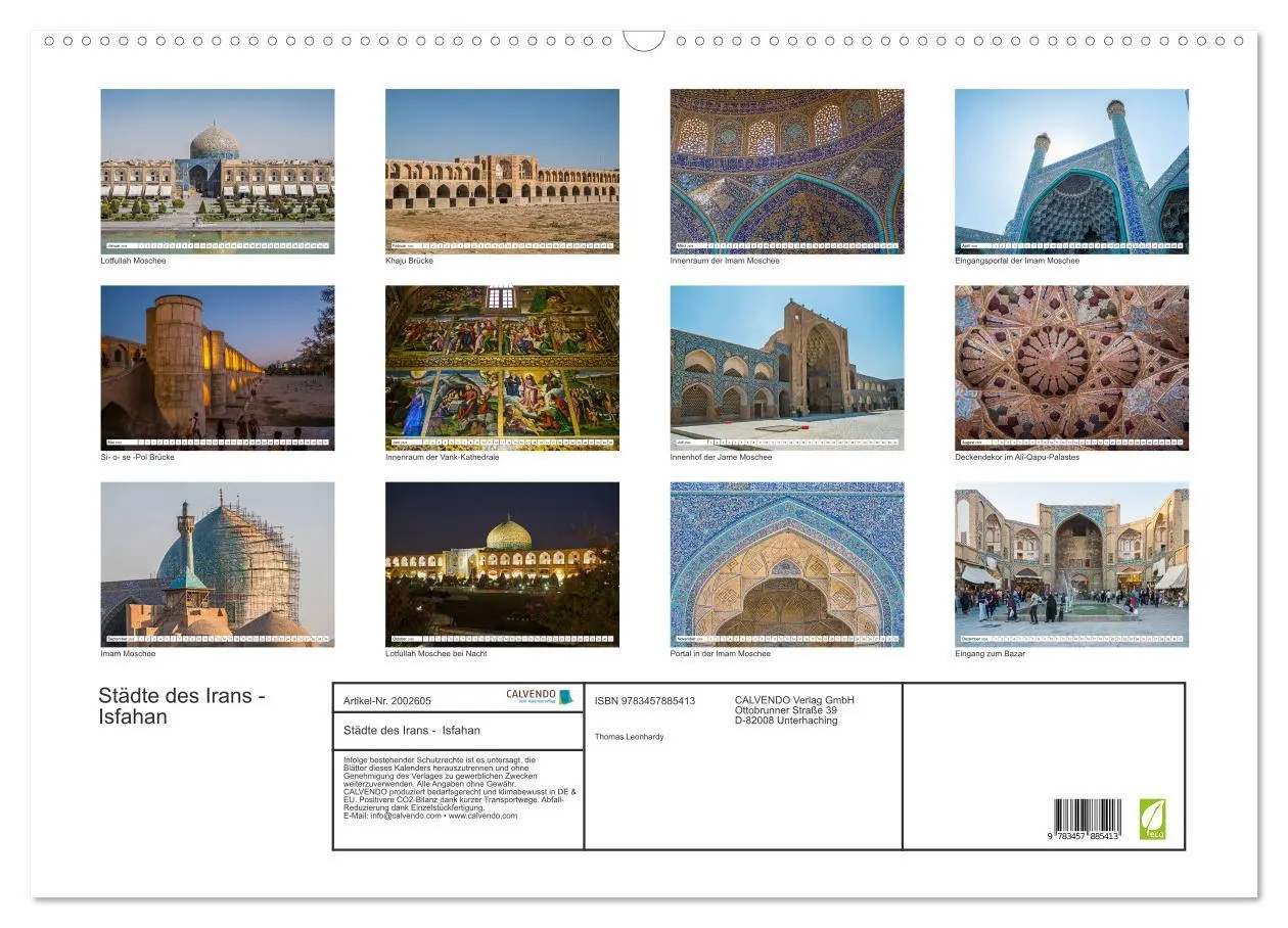 Bild: 9783457885413 | Städte des Irans - Isfahan (Wandkalender 2026 DIN A2 quer),...