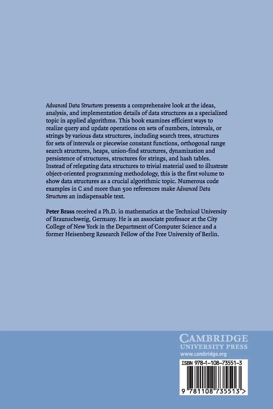 Rückseite: 9781108735513 | Advanced Data Structures | Peter Brass | Taschenbuch | Englisch | 2019