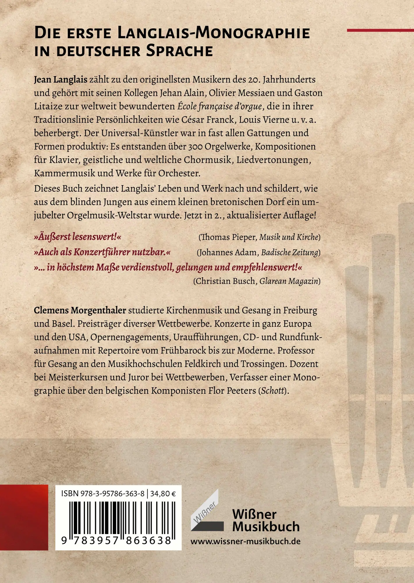 Rückseite: 9783990945513 | Jean Langlais | Clemens Morgenthaler | Buch | 226 S. | Deutsch | 2024