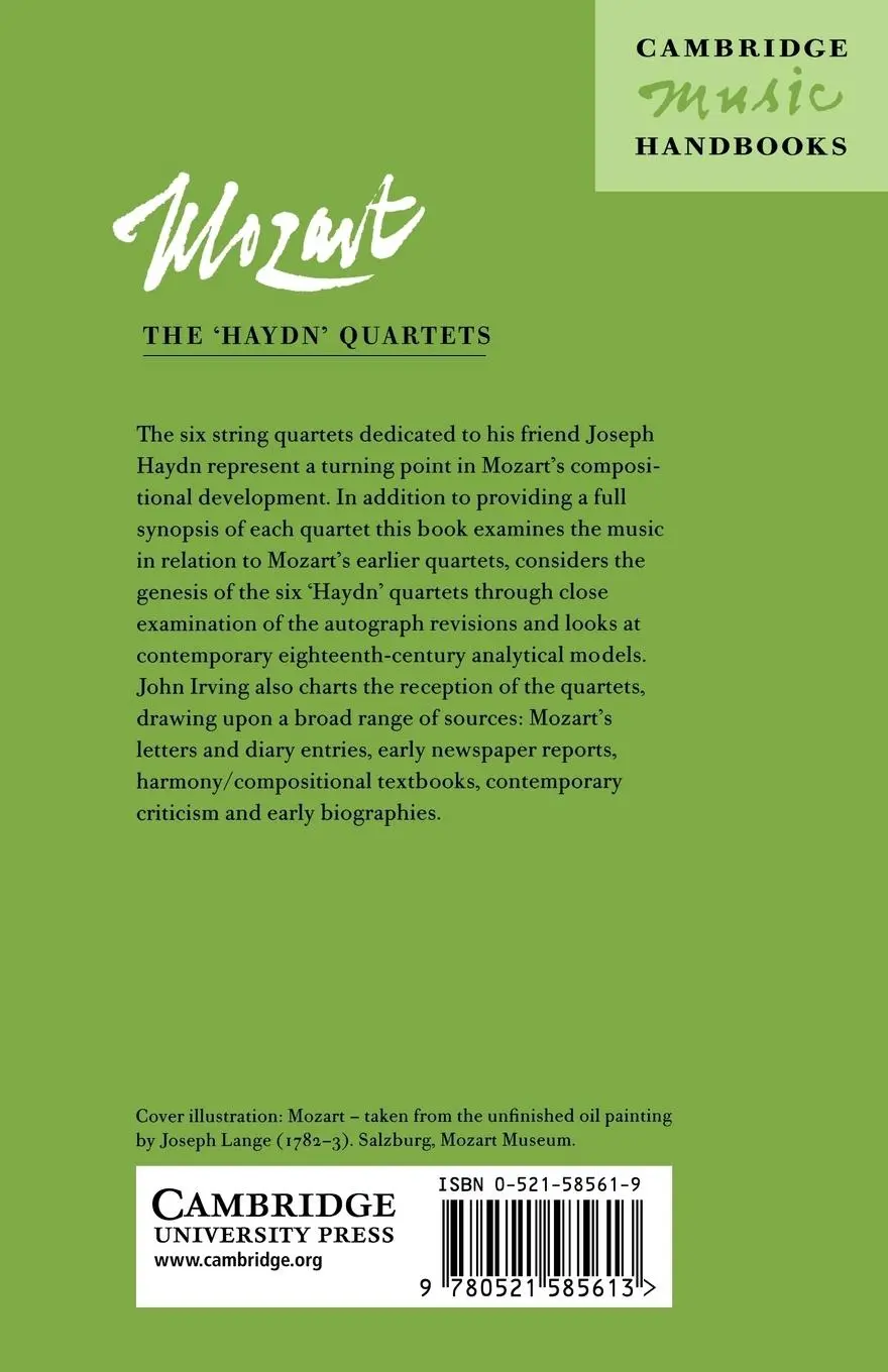 Rückseite: 9780521585613 | Mozart | The 'Haydn' Quartets | John Irving | Taschenbuch | Englisch