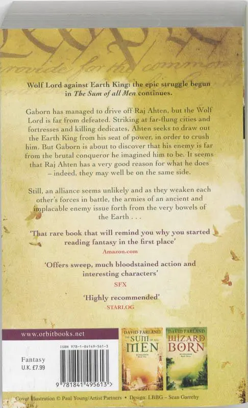 Rückseite: 9781841495613 | Brotherhood Of The Wolf | Book 2 of the Runelords | David Farland