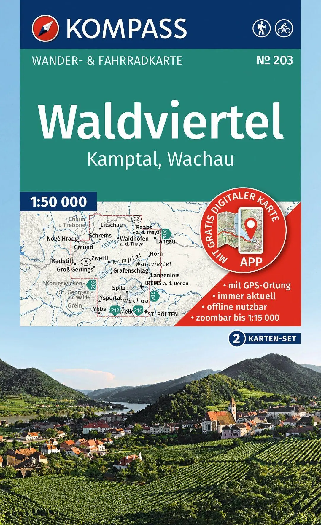 Cover: 9783991545613 | KOMPASS Wanderkarten-Set 203 Waldviertel, Kamptal, Wachau (2...