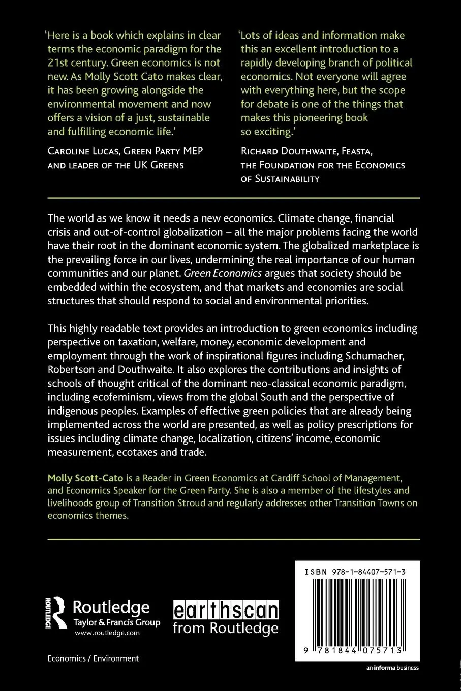 Rückseite: 9781844075713 | Green Economics | An Introduction to Theory, Policy and Practice