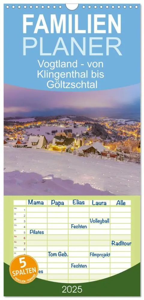 Cover: 9783457095713 | Familienplaner 2025 - Vogtland - von Klingenthal bis Göltzschtal...