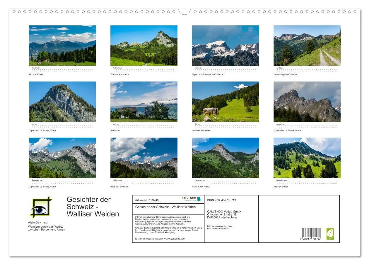 Bild: 9783457785713 | Gesichter der Schweiz - Walliser Weiden (Wandkalender 2026 DIN A2...