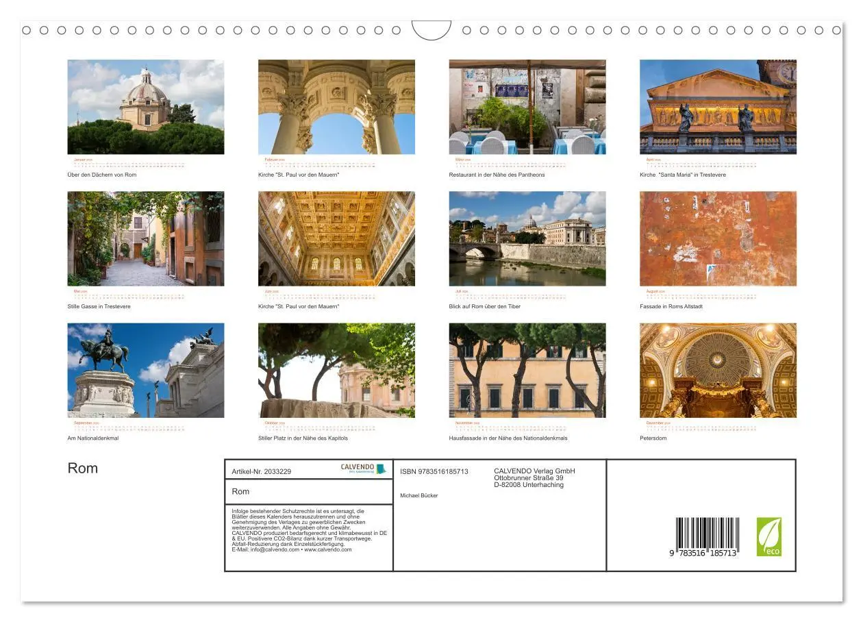 Bild: 9783516185713 | Rom (Wandkalender 2026 DIN A3 quer), CALVENDO Monatskalender | Bücker