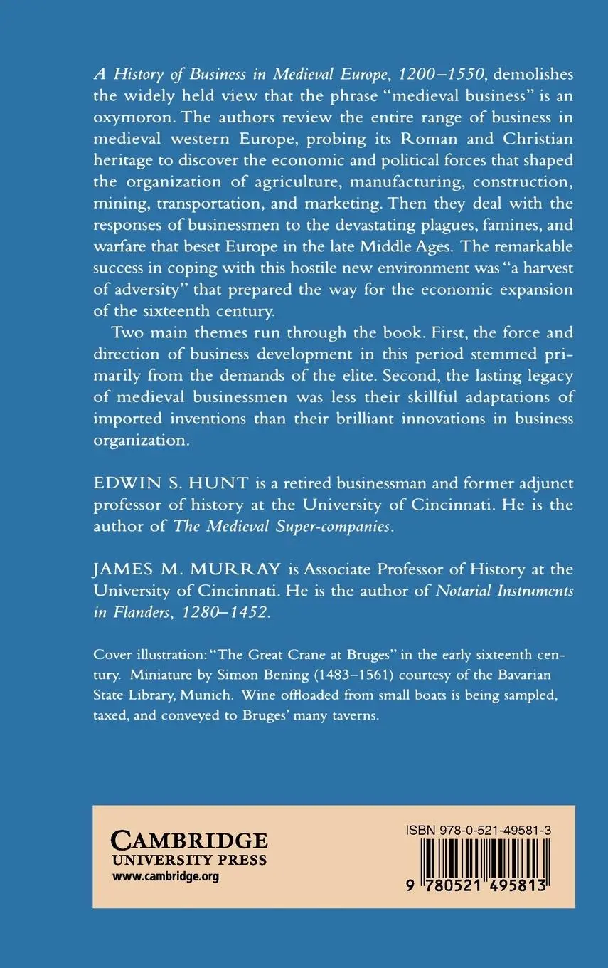 Rückseite: 9780521495813 | A History of Business in Medieval Europe, 1200 1550 | Hunt (u. a.)