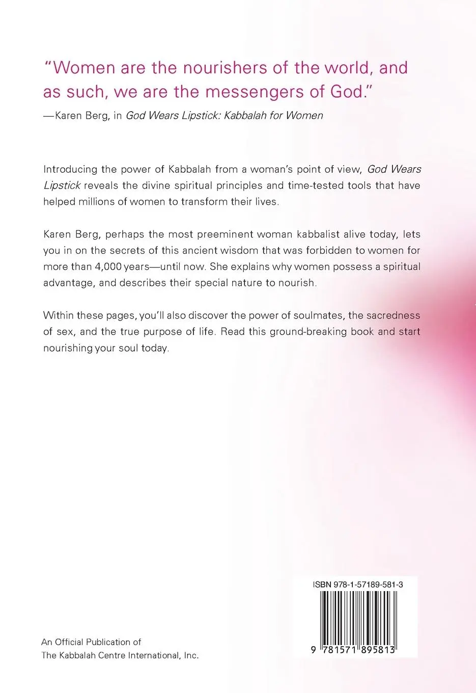 Rückseite: 9781571895813 | God Wears Lipstick | Kabbalah for Women | Karen Berg | Taschenbuch