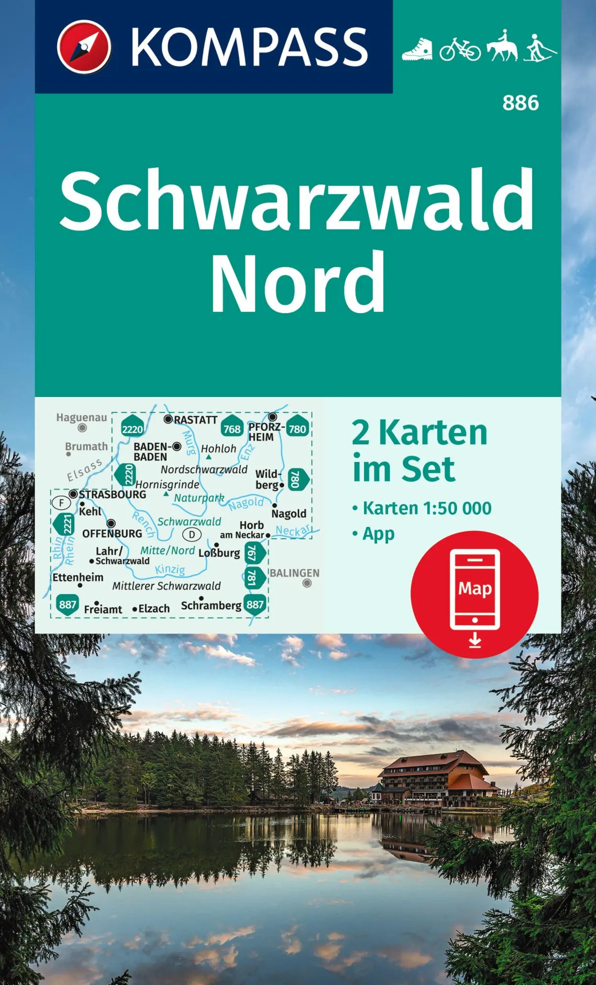 Cover: 9783991215813 | KOMPASS Wanderkarten-Set 886 Schwarzwald Nord (2 Karten) 1:50.000