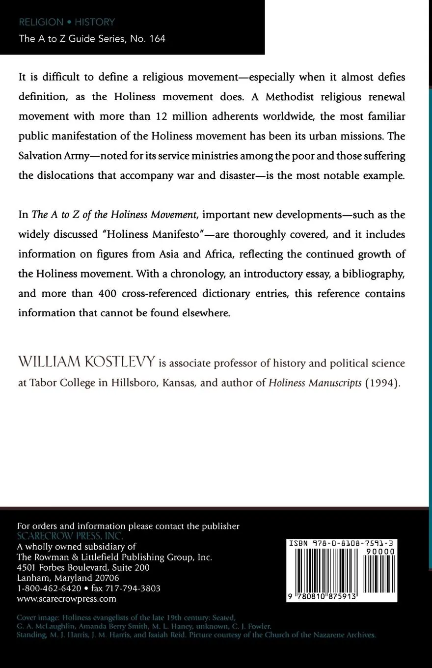 Rückseite: 9780810875913 | The A to Z of the Holiness Movement | William Kostlevy | Taschenbuch
