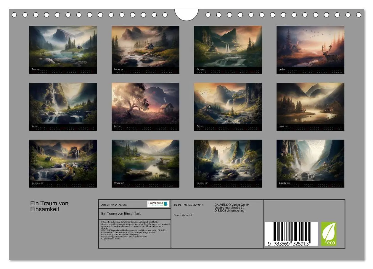 Bild: 9783569325913 | Ein Traum von Einsamkeit (Wandkalender 2027 DIN A4 quer), CALVENDO...