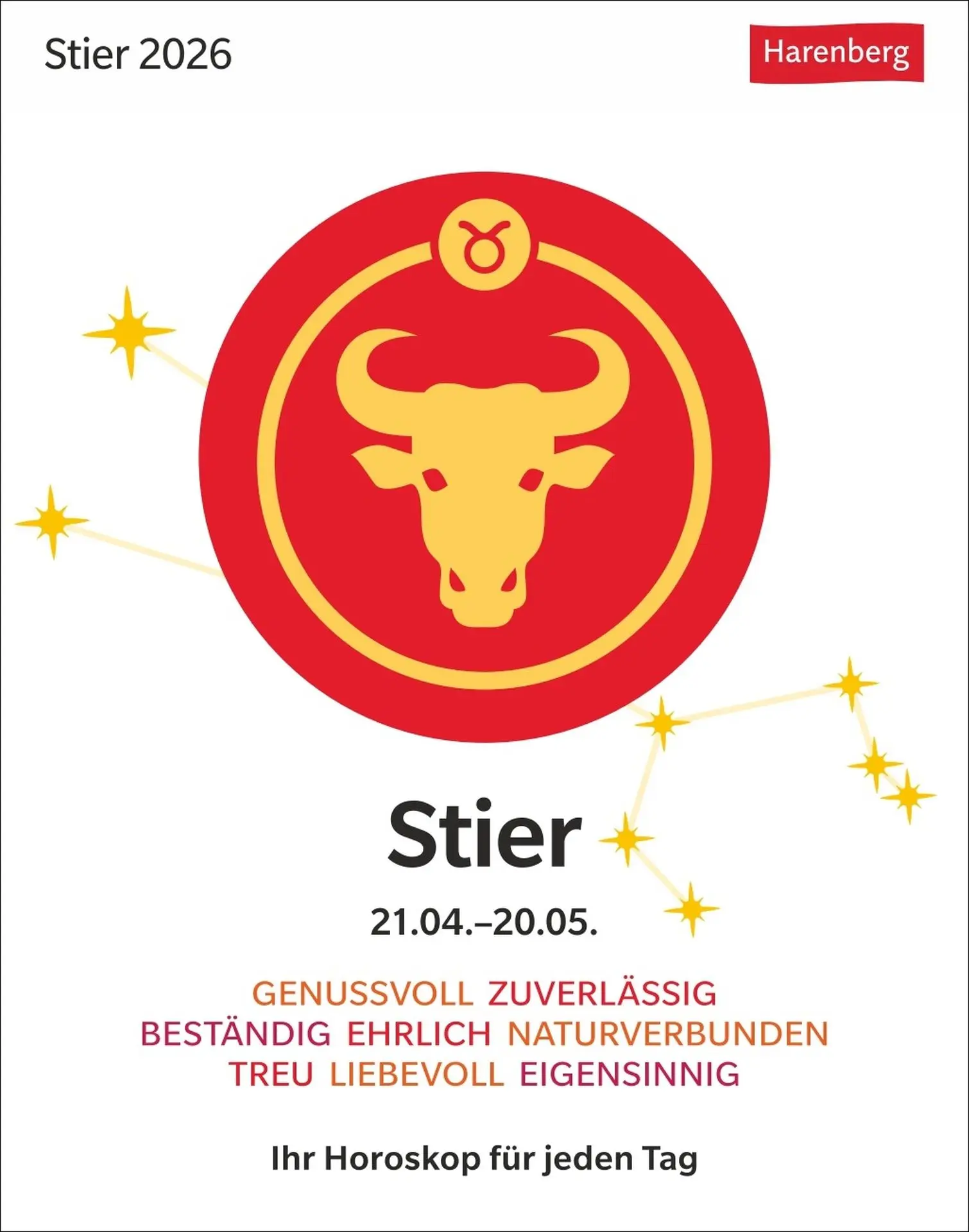Cover: 9783840035913 | Stier Sternzeichenkalender 2026 - Tagesabreißkalender - Ihr...