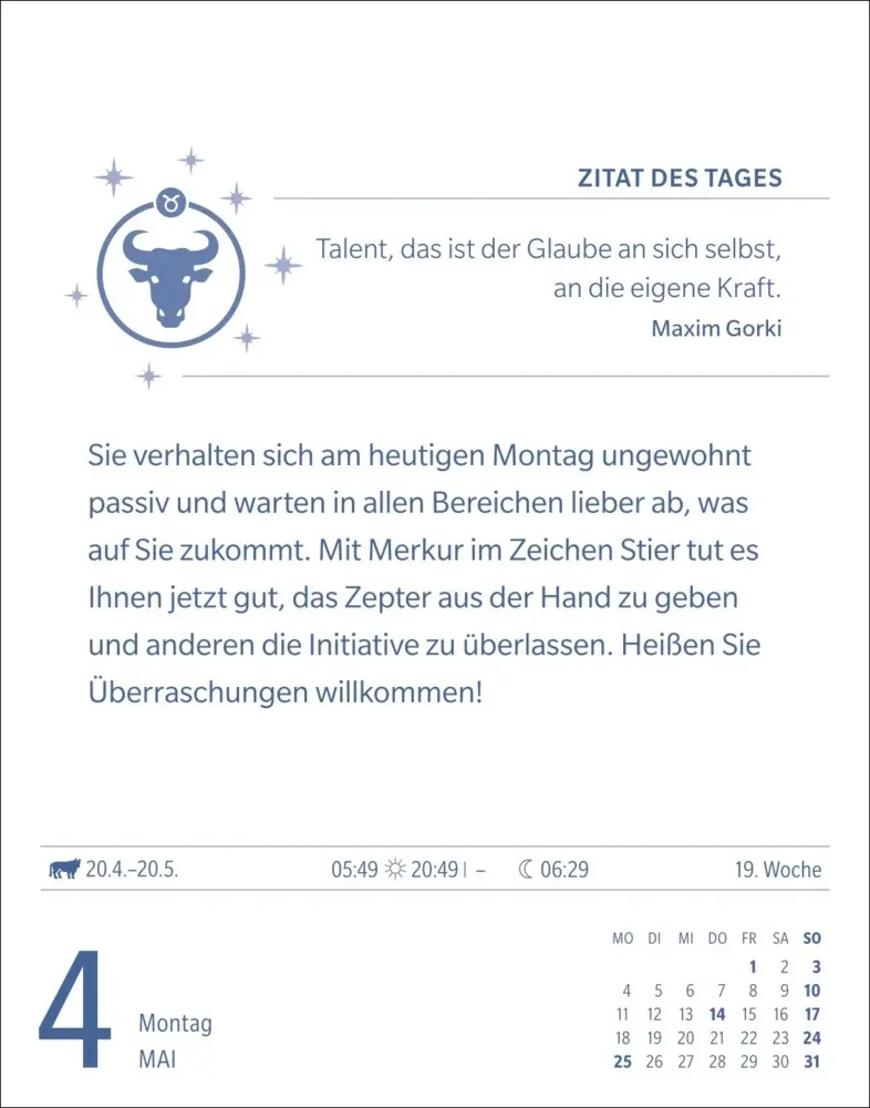 Bild: 9783840035913 | Stier Sternzeichenkalender 2026 - Tagesabreißkalender - Ihr...