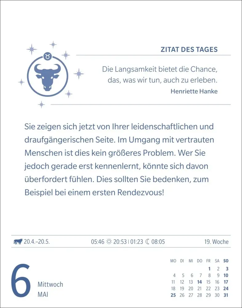 Bild: 9783840035913 | Stier Sternzeichenkalender 2026 - Tagesabreißkalender - Ihr...