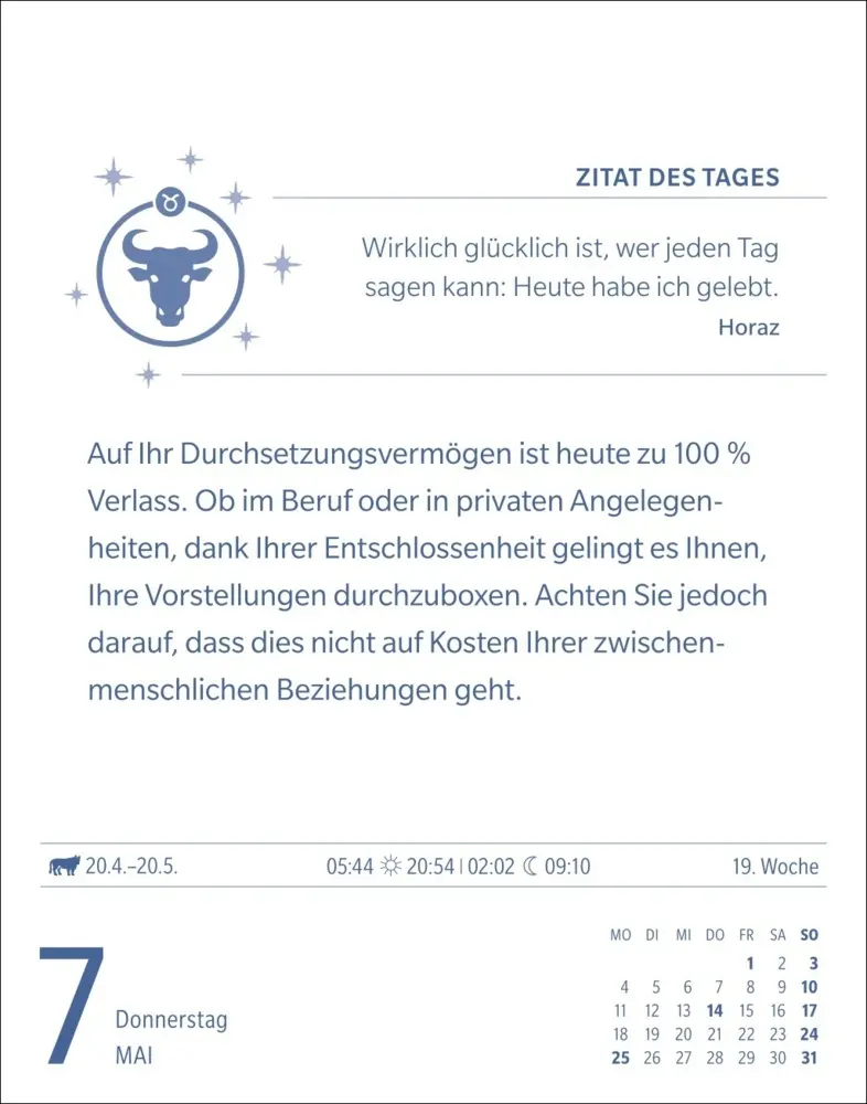 Bild: 9783840035913 | Stier Sternzeichenkalender 2026 - Tagesabreißkalender - Ihr...