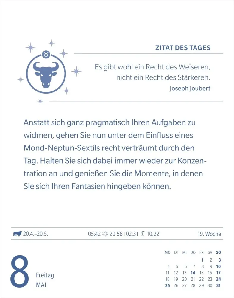 Bild: 9783840035913 | Stier Sternzeichenkalender 2026 - Tagesabreißkalender - Ihr...
